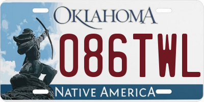 OK license plate 086TWL