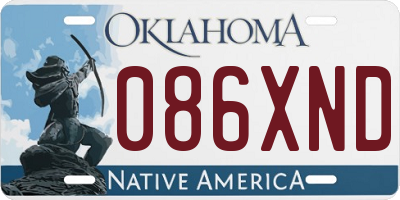 OK license plate 086XND
