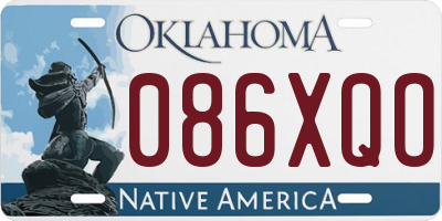 OK license plate 086XQO