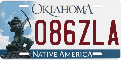 OK license plate 086ZLA