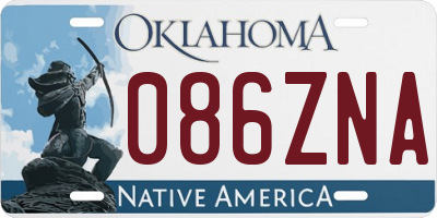 OK license plate 086ZNA
