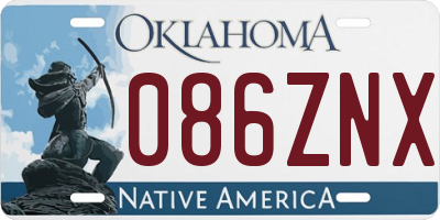 OK license plate 086ZNX