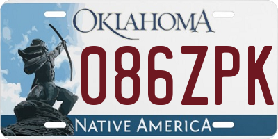 OK license plate 086ZPK