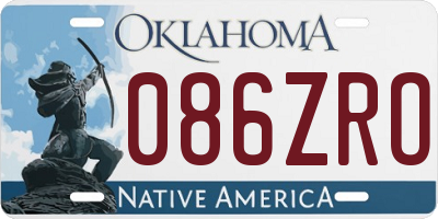 OK license plate 086ZRO