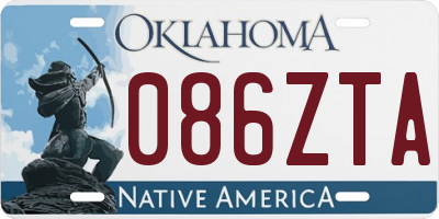 OK license plate 086ZTA