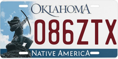 OK license plate 086ZTX