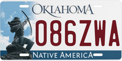 OK license plate 086ZWA