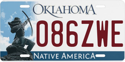 OK license plate 086ZWE