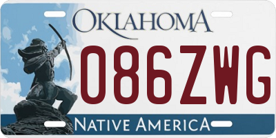 OK license plate 086ZWG