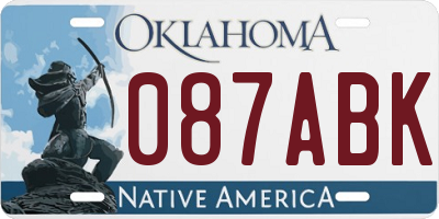 OK license plate 087ABK