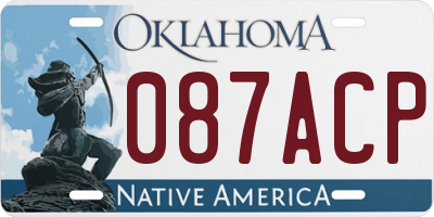 OK license plate 087ACP