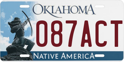 OK license plate 087ACT