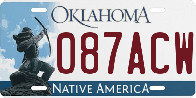 OK license plate 087ACW