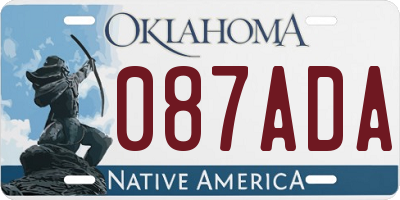 OK license plate 087ADA