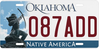 OK license plate 087ADD