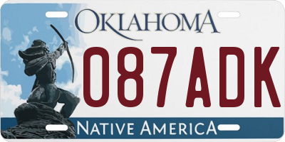 OK license plate 087ADK