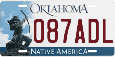 OK license plate 087ADL
