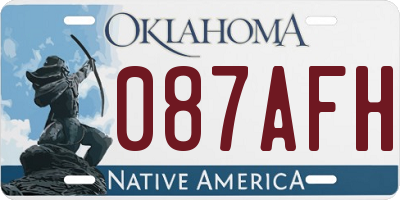 OK license plate 087AFH