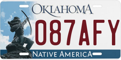 OK license plate 087AFY
