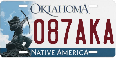OK license plate 087AKA