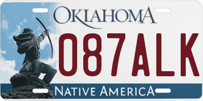 OK license plate 087ALK