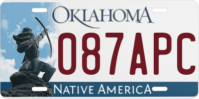 OK license plate 087APC