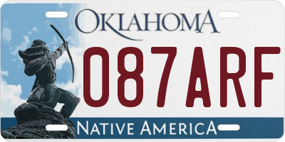 OK license plate 087ARF