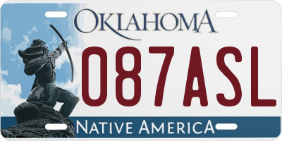 OK license plate 087ASL