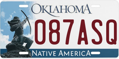 OK license plate 087ASQ