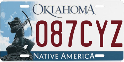 OK license plate 087CYZ