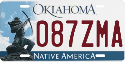 OK license plate 087ZMA