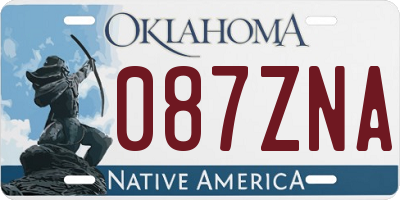OK license plate 087ZNA