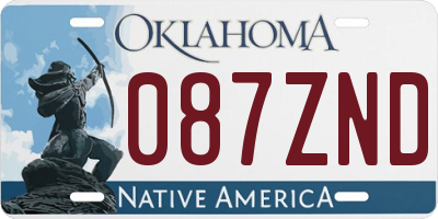OK license plate 087ZND