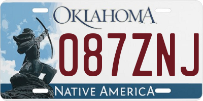 OK license plate 087ZNJ
