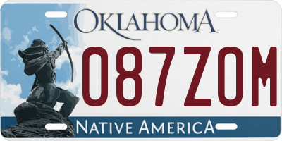 OK license plate 087ZOM