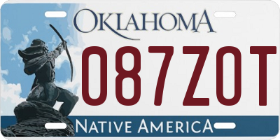 OK license plate 087ZOT