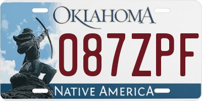 OK license plate 087ZPF