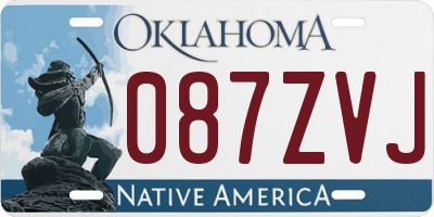 OK license plate 087ZVJ