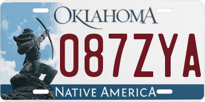 OK license plate 087ZYA