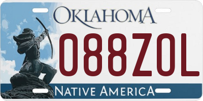 OK license plate 088ZOL