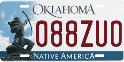 OK license plate 088ZUO