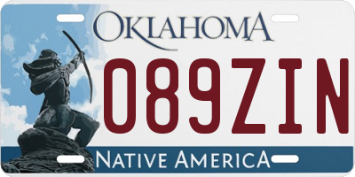 OK license plate 089ZIN