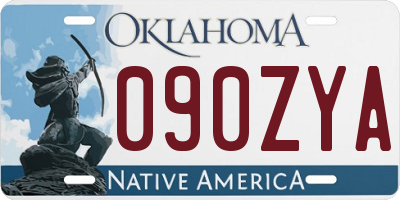 OK license plate 090ZYA