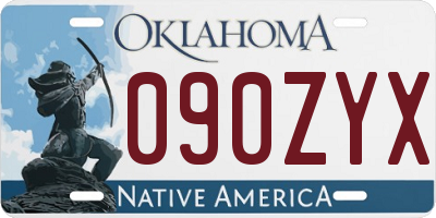 OK license plate 090ZYX