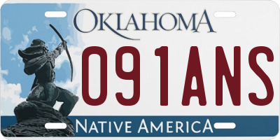 OK license plate 091ANS
