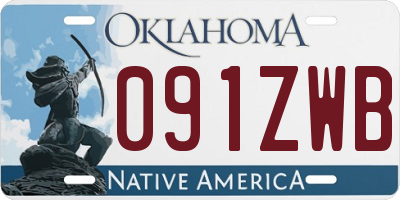 OK license plate 091ZWB