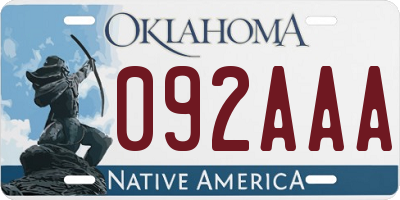 OK license plate 092AAA