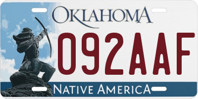 OK license plate 092AAF