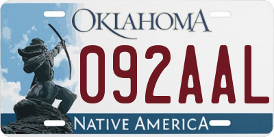 OK license plate 092AAL