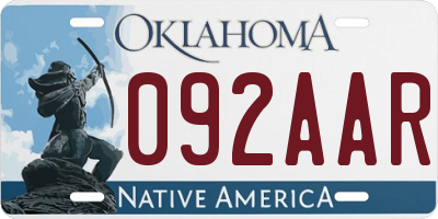 OK license plate 092AAR